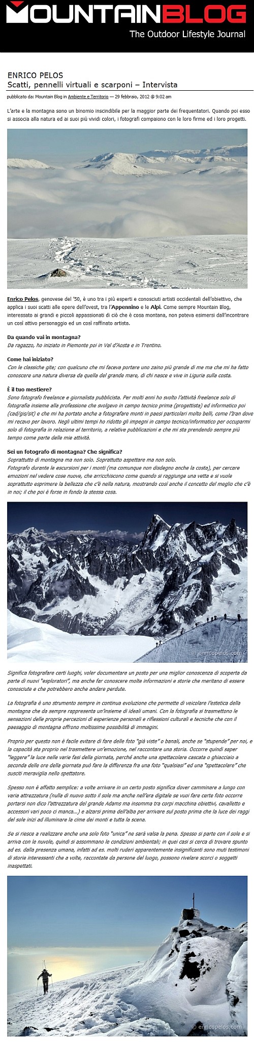 Intervista per Mountain Blog da parte di Christian Roccati